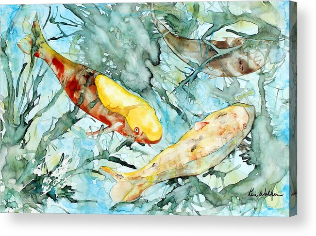 Maui Acrylic Print featuring the painting Maui Koi Watercolor by Kimberly Walker