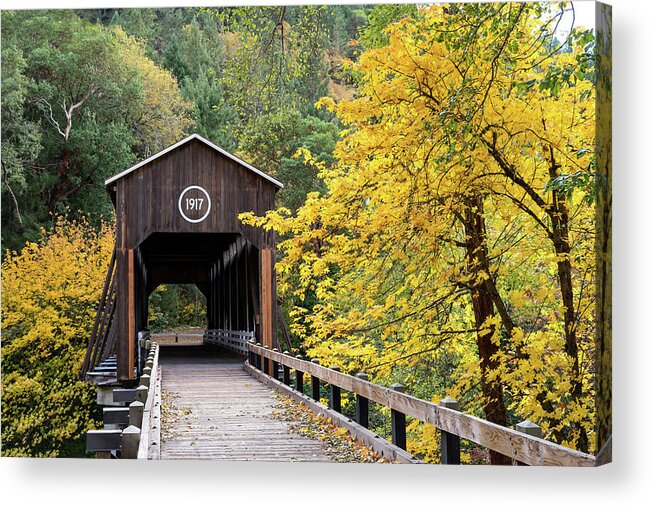 Bridges Acrylic Print featuring the photograph Mckee Bridge in Fall by Steven Clark