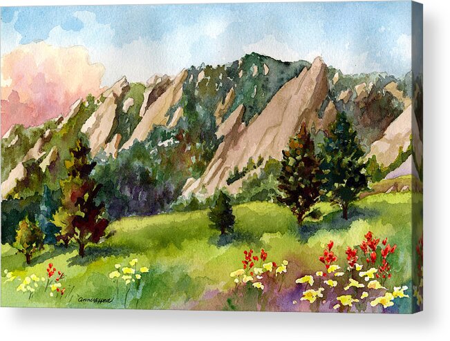 Mountains Art Paintings Acrylic Print featuring the painting Meadow at Chautauqua by Anne Gifford