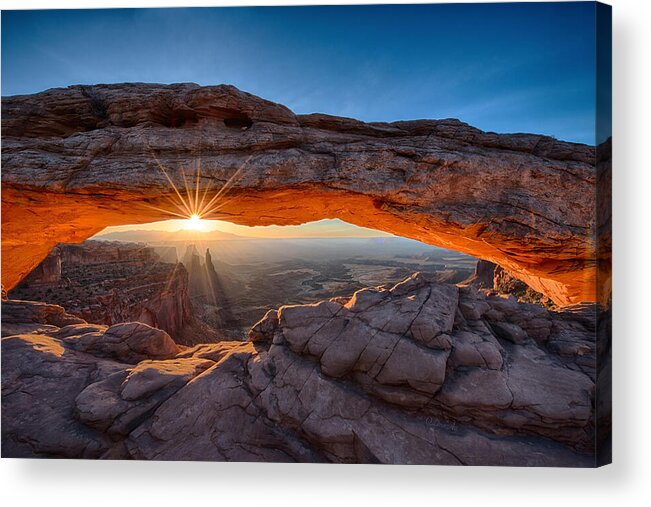 Canyonlands Acrylic Print featuring the photograph The Sunrise View Through the Mesa Arch by OLena Art