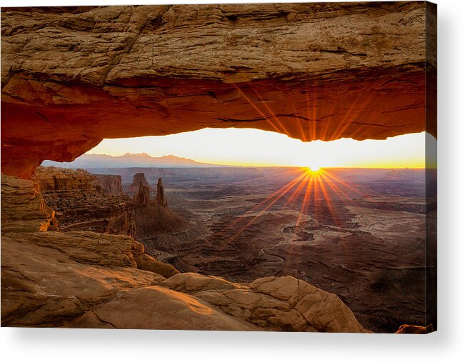 Mesa Arch Sunrise Canyonlands National Park Moab Utah Acrylic Print featuring the photograph Mesa Arch Sunrise - Canyonlands National Park - Moab Utah by Brian Harig