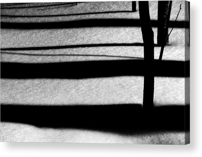 Black And White Acrylic Print featuring the photograph Midnight Snow Shadows #9480 by Irwin Barrett