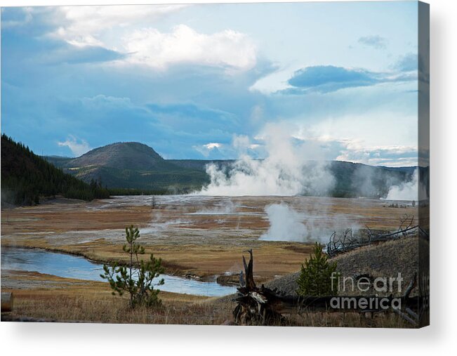 Midway Acrylic Print featuring the photograph Midway Geyser area by Cindy Murphy - NightVisions