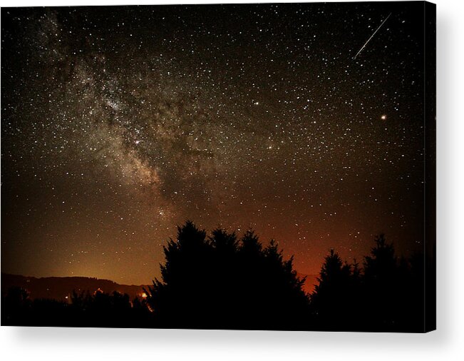 Galaxy Acrylic Print featuring the photograph Milky Way and Falling Star by KATIE Vigil