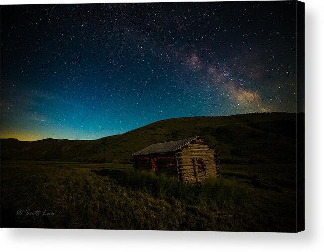 Cabin Acrylic Print featuring the photograph Milky Way over Log Cabin by Scott Law