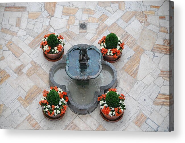 Mission Inn Acrylic Print featuring the photograph Mission Inn Fountain Overview by Amy Fose