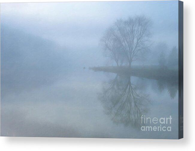 Misty Lake Morning Acrylic Print featuring the digital art Misty Lake Morning by Randy Steele