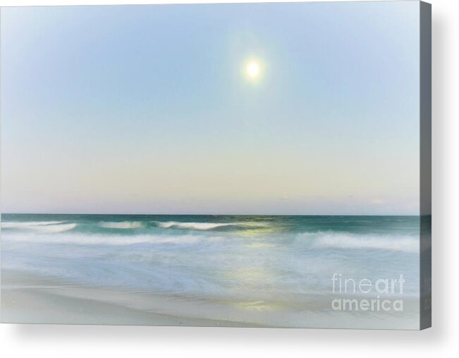 Moon Acrylic Print featuring the photograph Misty Moonrise by Kelly Nowak