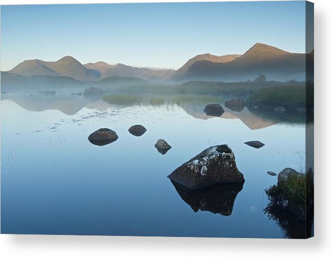 Black Mount Acrylic Print featuring the photograph Misty Rannoch Moor by Stephen Taylor