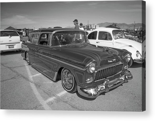 1955 Chevy Wagon Acrylic Print featuring the photograph Monochrome 55 by Darrell Foster