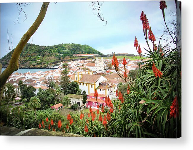 Kelly Hazel Acrylic Print featuring the photograph Monte Brasil and Angra do Heroismo, Terceira by Kelly Hazel