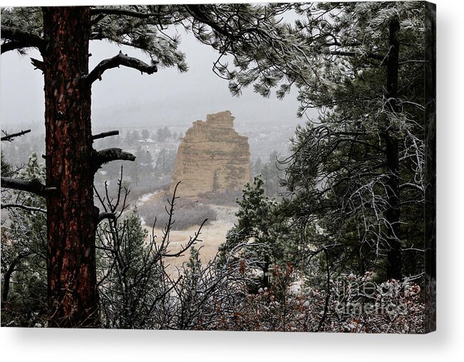 City Acrylic Print featuring the photograph Monument Rock in the Snow by Richard Smith