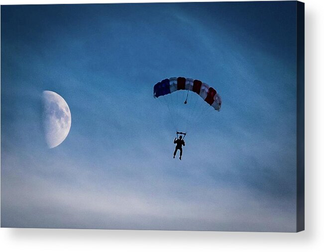 Skydiving Acrylic Print featuring the photograph Moon Jump by Larkin's Balcony Photography