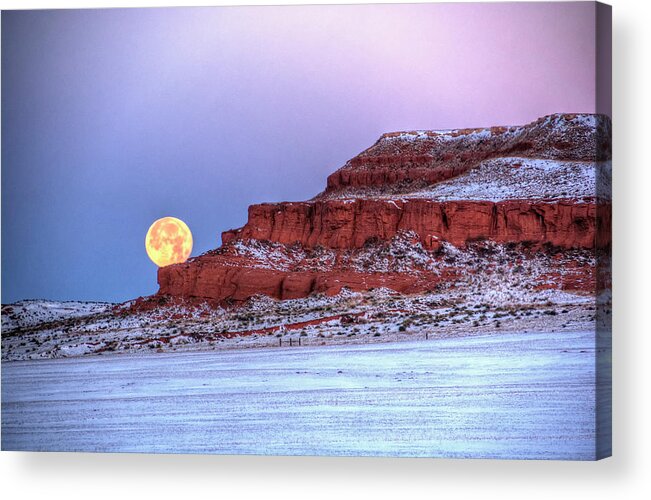 Moon Acrylic Print featuring the photograph Moon of the Popping Trees by Fiskr Larsen