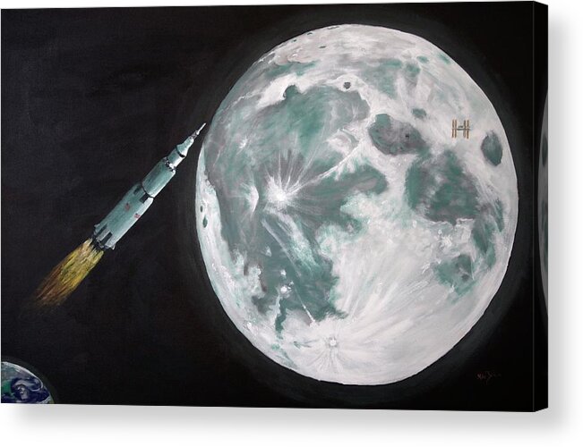 Moon Acrylic Print featuring the painting Moon Shot by Mike Jenkins