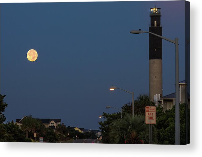 Moon Acrylic Print featuring the photograph Moonlight Lighthouse by Nick Noble