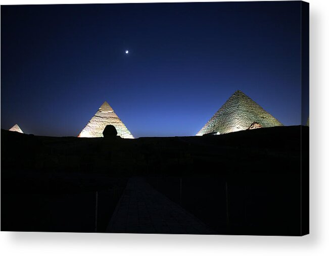 Moonlight Acrylic Print featuring the photograph Moonlight Over 3 Pyramids by Donna Corless