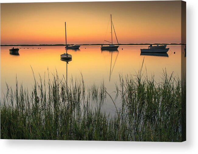 Moored Boats Acrylic Print featuring the photograph Moored Boats at Sunrise by Darius Aniunas