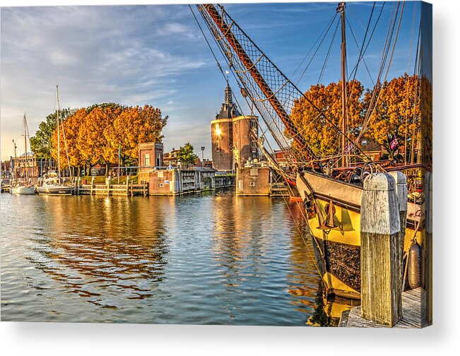 Boat Acrylic Print featuring the photograph Moored in Enkhuizen by Frans Blok