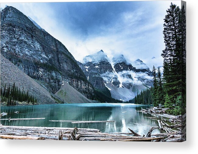 Lake Louise Acrylic Print featuring the photograph Moraine Lake Blues by Monte Arnold