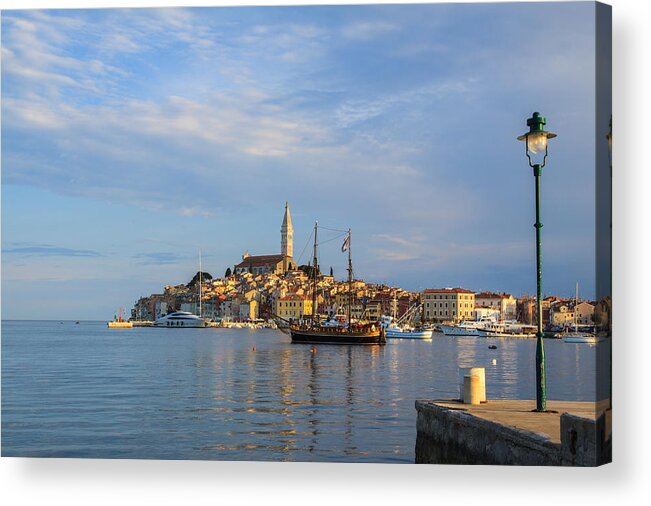 Seascape Acrylic Print featuring the photograph Morning aquarelle in Rovinj by Davorin Mance