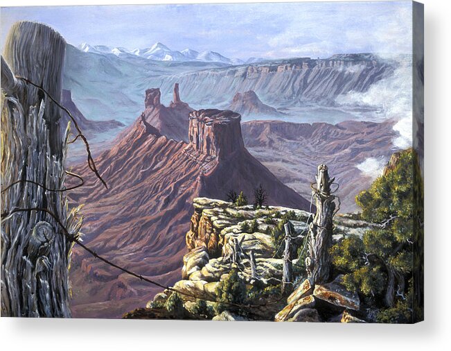 Landscape Acrylic Print featuring the painting Morning Boundaries by Page Holland