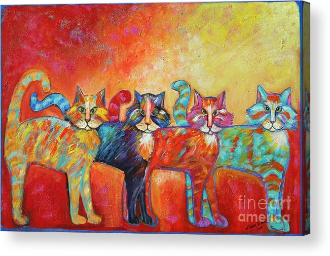 Cats Acrylic Print featuring the painting Morning Stroll by Lauren Marems