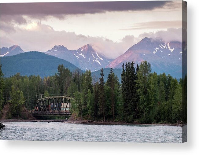 Landscapes Acrylic Print featuring the photograph Morning Train at the Bulkley by Mary Lee Dereske