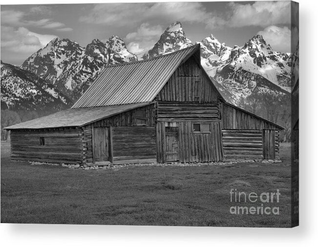 Black And White Acrylic Print featuring the photograph Moulton Barn Springtime Black And White by Adam Jewell