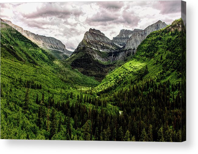 Mount Oberlin Acrylic Print featuring the photograph Mount Oberlin and Bird Woman Falls by Josh Bryant
