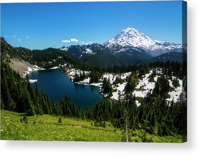Hike Acrylic Print featuring the photograph Mount Rainier and Eunice Lake by Pelo Blanco Photo