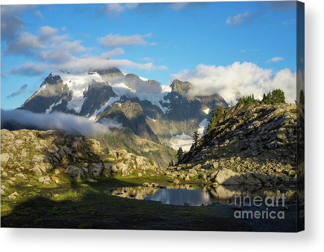Shuksan Acrylic Print featuring the photograph Mount Shuksan Clouds Go By by Mike Reid