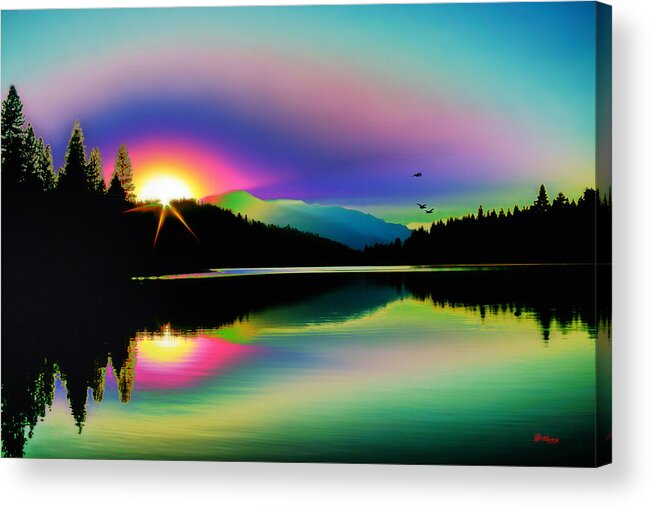 Water Acrylic Print featuring the digital art Mountain Reflections 2 by Gregory Murray