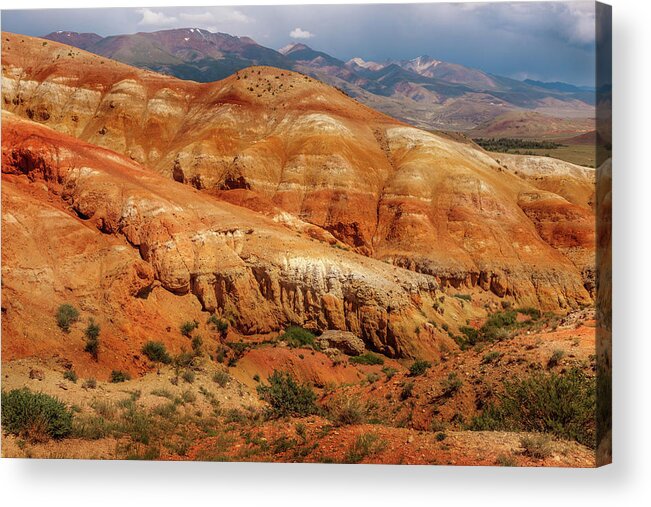 Russian Artists New Wave Acrylic Print featuring the photograph Multicolored Mountains of Kyzyl-Chin 2. Altai by Victor Kovchin