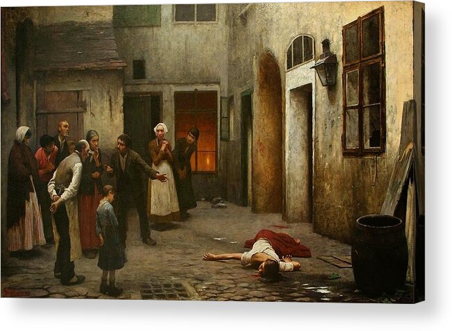 Jakub Schikaneder Acrylic Print featuring the painting Murder In The House by MotionAge Designs