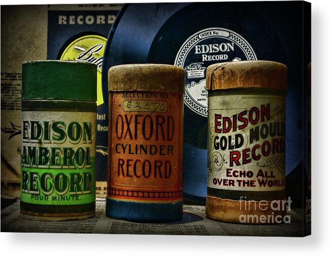 Paul Ward Acrylic Print featuring the photograph Music Those Old Cylinder and Vinyl Records by Paul Ward