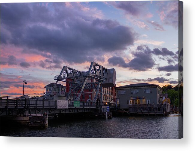 Mystic Acrylic Print featuring the photograph Mystic Bridge Sunset 2016 by Kirkodd Photography Of New England