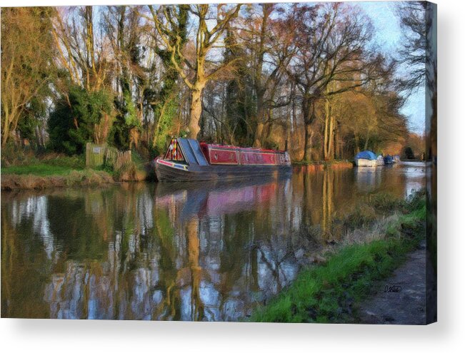 Landscape Acrylic Print featuring the painting Narrow Boat on Wey Navigation - DWP416008 by Dean Wittle