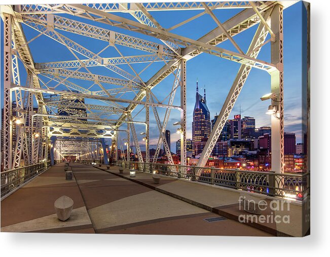 Nashville Acrylic Print featuring the photograph Nashville Bridge by Brian Jannsen