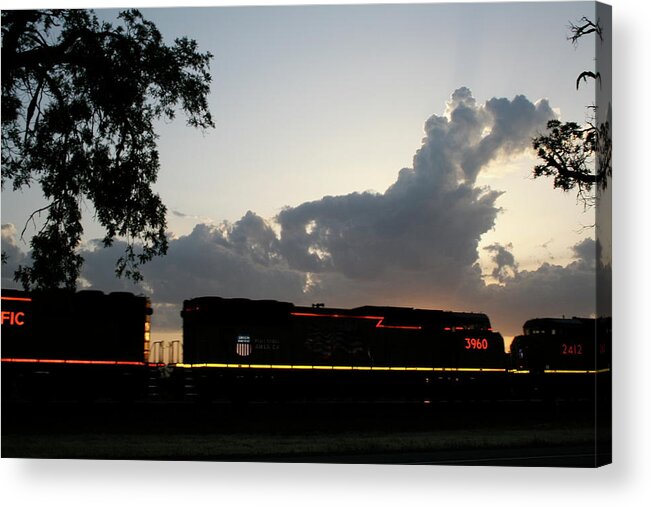 Train Acrylic Print featuring the photograph Neon Train by Suzanne Lorenz
