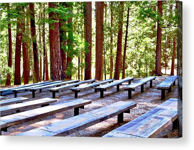 King's Canyon Acrylic Print featuring the photograph New Amphitheater Benches by Kirsten Giving