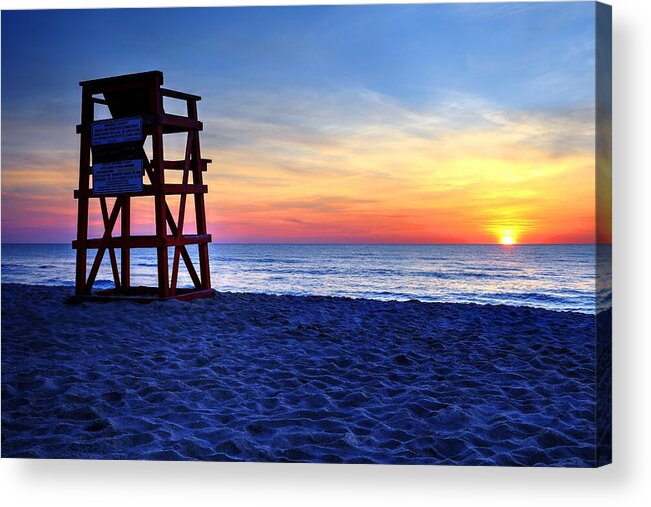 Beach Sunrise Acrylic Print featuring the photograph New Day On The Beach by Carol Montoya