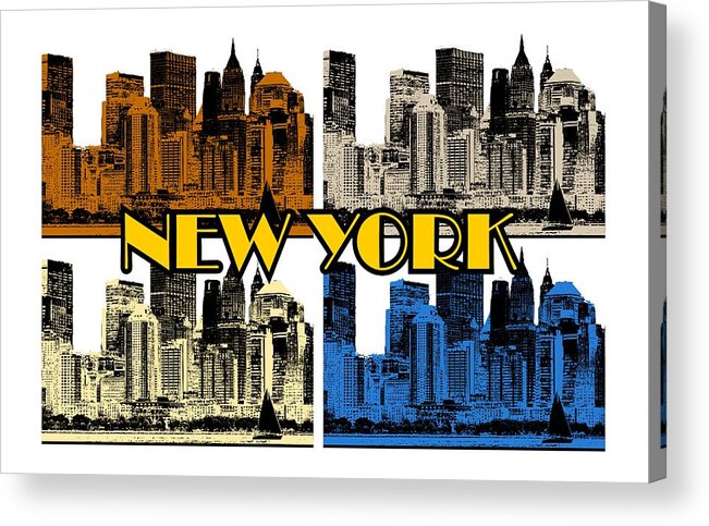New-york Acrylic Print featuring the digital art New York 4 color by Piotr Dulski