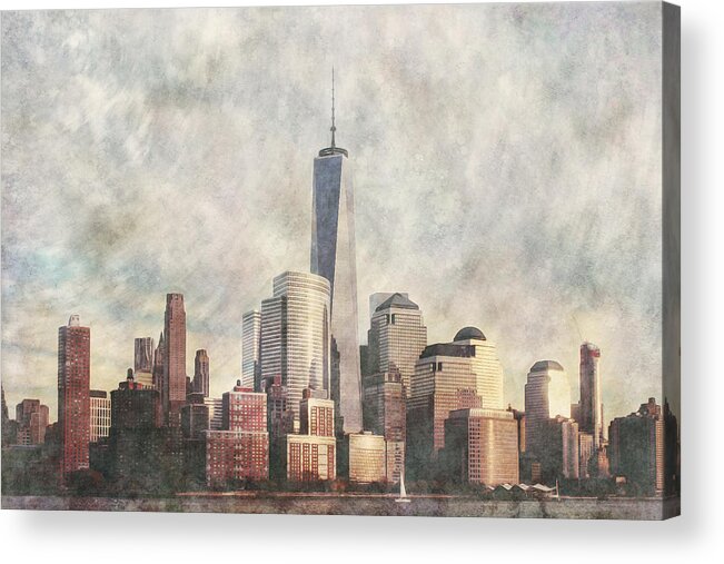 New York Acrylic Print featuring the photograph New York City Skyline including the World Trade Centre by Anthony Murphy