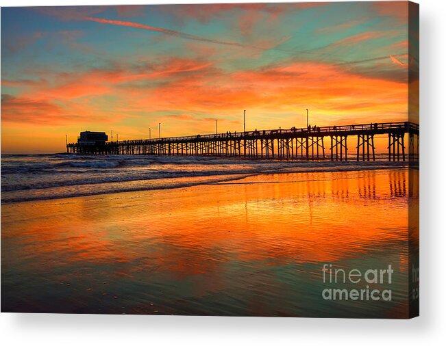 Newport Acrylic Print featuring the photograph Newport Beach Sunset by Eddie Yerkish