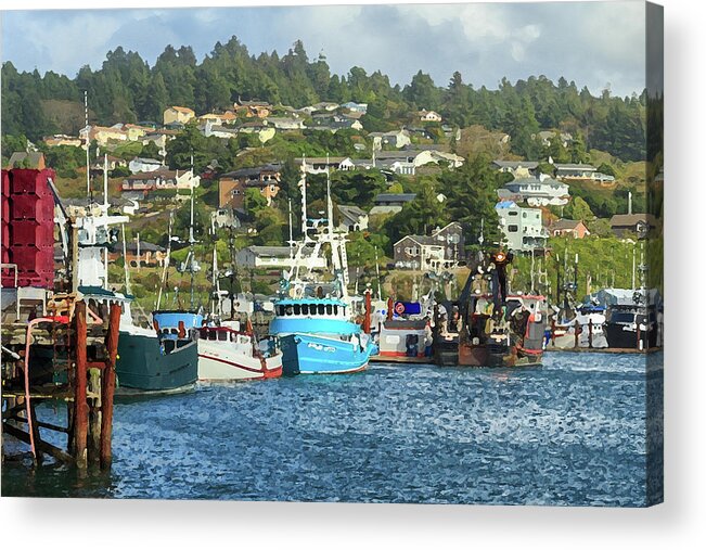 Boats Acrylic Print featuring the digital art Newport Harbor by James Eddy