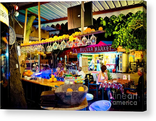 Water Acrylic Print featuring the photograph Night at bar by Raimond Klavins