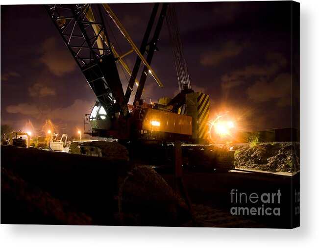 Build Acrylic Print featuring the photograph Night Crane by Jorgo Photography