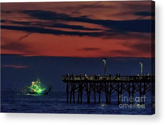 Sunset Acrylic Print featuring the photograph Night Fishing by DJA Images
