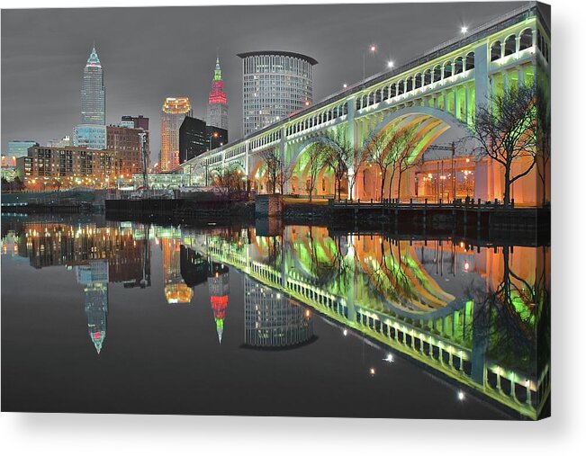 Cleveland Acrylic Print featuring the photograph Night Time Glow by Frozen in Time Fine Art Photography